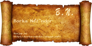 Borka Nándor névjegykártya